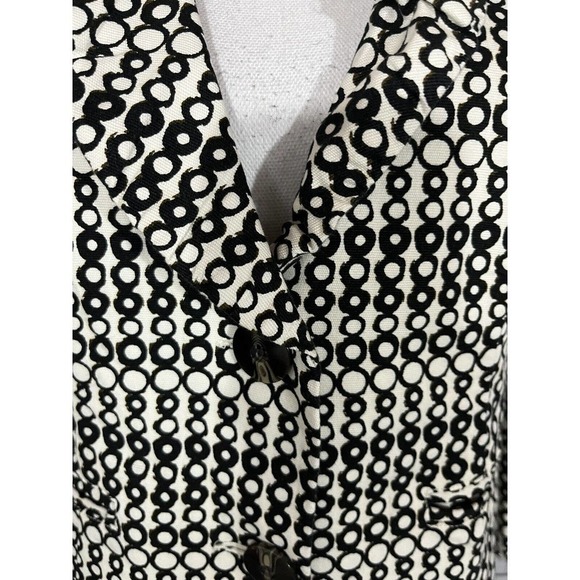 Cabi Blazer Jacket size 4 Black Ivory Circles Stretch Career Casual Collar Boho - Picture 6 of 11